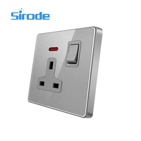 Interrupteurs muraux en acrylique noir de la série Sirode T1, norme britannique, modernes, 3 broches, prise murale intelligente avec USB, électrique