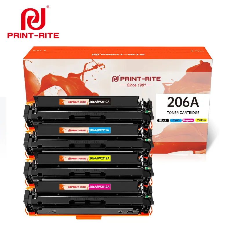 Baskı-rite 206A W2110A W2111A W2112A W2113A 206X W2110X W2111X W2112X W2113X Toner çipli kartuş HP yazıcı için uyumlu