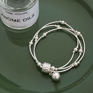 S925 Sterling Silver Minimalist Three Layer <b>Bead</b> <b>Bracelet</b> For Women Everyday Wear - Product Image 1