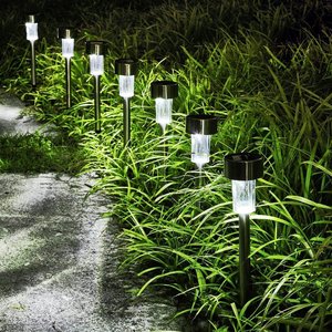 Luces solares de acero inoxidable para caminos, IP65, LED, iluminación para jardín y césped, juego de 10 piezas - Product Image 3