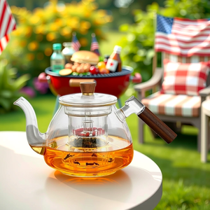 Teiera in Vetro Borosilicato da 800ml con Manico in Legno, Riscaldamento Elettrico a Forno in Argilla, Teiera per Erbe da Ufficio, <span class=keywords><strong>Set</strong></span> da Caffè <span class=keywords><strong>e</strong></span> Tè in Offerta - Product Image 4