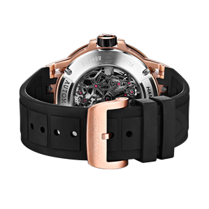 メンズステンレススチール製自動巻き機械式腕時計、シリコンバンド、ラウンドダイヤル、5気圧防水、ラグジュアリーファッションデザイン - Product Image 4