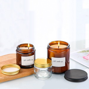 Bocaux à bougies en verre vides, réutilisables, écologiques, avec couvercles, transparents, ambrés, noirs mats, avec logo personnalisé, 4oz, 8oz, 16oz - Product Image 2
