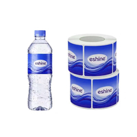 Autocollant adhésif personnalisé avec logo pour bouteille d'eau, impression d'étiquettes en PVC PET pour jus, boissons, eau en bouteille, marque privée