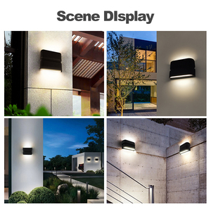 Lámpara de pared Led moderna <span class=keywords><strong>Luminarias</strong></span> <span class=keywords><strong>para</strong></span> <span class=keywords><strong>exteriores</strong></span> Mural Exterior Porche Jardín Blanco y negro arriba y abajo Aplique de pared Luces de pared - Product Image 2