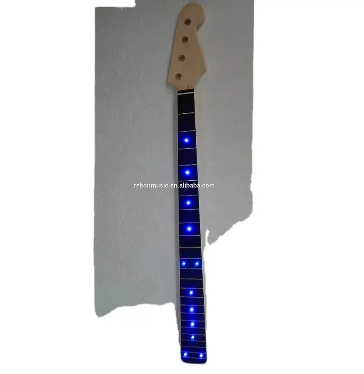 Guitarra eléctrica de bajo PB/JB, led, cuello de luz azul con diapasón de ébano