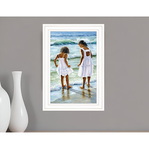 HMS สาวสองคนที่ชายหาด2สีขาวกรอบศิลปะผนังภาพวาดทะเลสำหรับตกแต่งบ้าน - Product Image 1