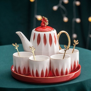 Service à thé de luxe en céramique, vaisselle légère, théière parfumée pour salon, à la maison, tasse à boire - Product Image 1