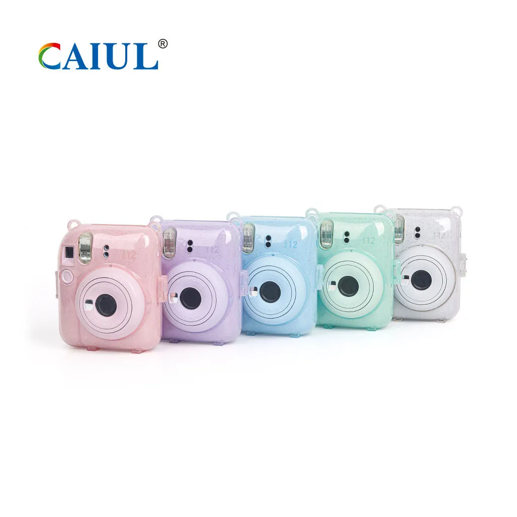 인스턴트 카메라 반짝이 보호 케이스 fujifilm instax mini 12/11/7/9/40/90/evo 카메라 용 크리스탈 클리어 케이스