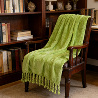 Couverture Polaire Douce et Chaude en Polyester Tricoté à Franges, Personnalisée OEM/ODM, pour Canapé, Lit et Maison