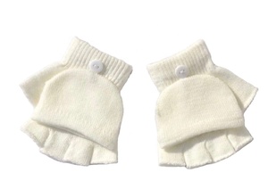 Guantes de invierno para niños, mitones convertibles para niños, guantes de medio Dedo de punto grueso con cubierta - Product Image 2