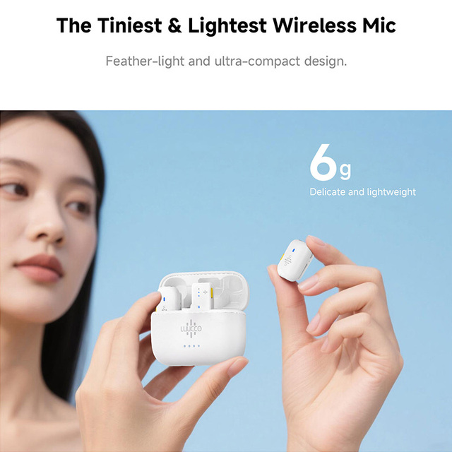 LUUCCO MiniPods K1 Wireless Omnidirectional Lavalier Microphone Noise Cancellation >80dB SNR 12H Battery for Vlog Interview Live