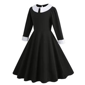 Costume de famille pour la fête de mardi, déguisement de luxe, robe de princesse noire pour filles Adams avec <span class=keywords><strong>accessoires</strong></span>, 3-10 ans - Product Image 6