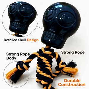 Juguete Masticable para Perros con Forma de <span class=keywords><strong>Esqueleto</strong></span> de Halloween, Juguete Interactivo de Cuerda de Algodón con Calavera de TPR para Limpieza Dental, para Perros Pequeños y Medianos - Product Image 6