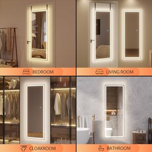 Specchio a figura intera con luci a LED sopra la <span class=keywords><strong>porta</strong></span> specchio appeso, specchio a parete, specchio luminoso per camera <span class=keywords><strong>da</strong></span> letto - Product Image 6