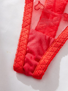 High Quality Low-Rise <b>Sexy</b> Style Lace Underwire <b>Set</b> Women's Heart Shape Embroidered Mesh Bra Panty <b>Set</b> - Product Image 6