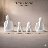 Collection de Statues en Céramique Faite à la Main « Famille Blanche » – Figurines Art Déco Modernes pour Décoration Élégante de Table et Cadeau d'Anniversaire