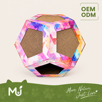 Maison pour chat en carton ondulé DIY pentagonale, pliable, détachable, rangement compact, lit pour chat, griffoir, jouet