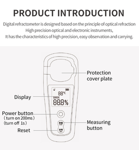 Hiển thị kỹ thuật số Đường Meter trái cây Độ chính xác cao đường Meter đường Detector khúc xạ Nhiệt kế - Product Image 2