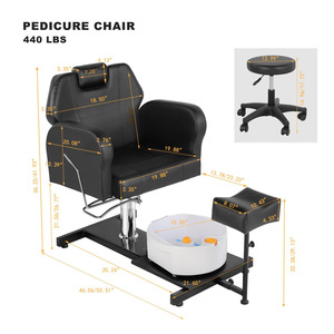Professional Factory Supply Pedicure Chair With <b>Reclining</b> Seat And Pipeless Foot Spa For Nail Salon Use White Pu Material - Product Image 6