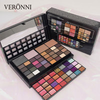 OEM 74 Palet Rias Warna Eye Shadow Lipstik Bubuk Kosmetik Makeup Set Palet Eyeshadow Matte dengan Kuas Paleta De Sombra