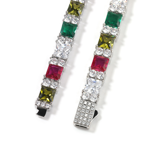 Gioielli di Moda all'Ingrosso, Catena Cubana Hip-Hop 7mm Argento con Diamanti Sintetici, Bracciale Luccicante per Uomo - Product Image 5