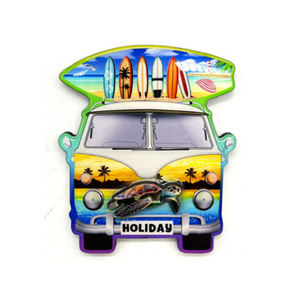 Logotipo personalizado playa autobús forma epoxi madera <span class=keywords><strong>Ibiza</strong></span> nevera imán recuerdo - Product Image 4