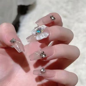<span class=keywords><strong>Uñas</strong></span> Postizas <span class=keywords><strong>Estilo</strong></span> Ins de Longitud Media con Diseño de Mariposas y Microdiamantes Deslumbrantes, Removibles - Product Image 3