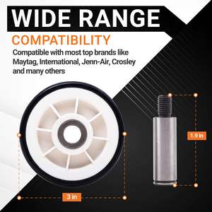 Kit Rullo Asciugatrice <span class=keywords><strong>BlueStars</strong></span> 12001541 303373, Kit Cuscinetto Tamburo 306508, Puleggia Tenditore WP6-3700340 WP33002535, Lavatrice Manuale Durevole - Product Image 5