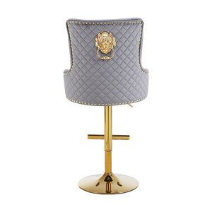 Chaise de <span class=keywords><strong>bar</strong></span> moderne en velours à dossier carré réglable en <span class=keywords><strong>hauteur</strong></span> à la main avec base chromée pour salle à manger salon maison <span class=keywords><strong>bar</strong></span> restaurant <span class=keywords><strong>tabouret</strong></span> - Product Image 6
