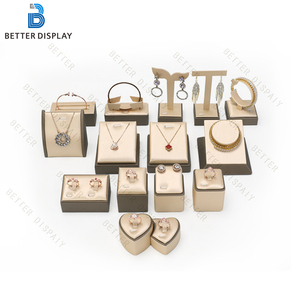 Ensemble de présentoirs à bijoux haut de gamme couleur or champagne pour comptoir, pour boutique de bijouterie - Product Image 6