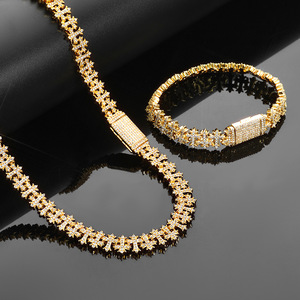 Stylish Flip Cover Cross Maple Leaf Chain Trendy Versatile Zircon Necklace <b>Men</b> High End Jewelry Set - Product Image 3
