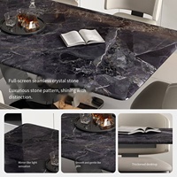 Table à manger rectangulaire noire 6 places en pierre, fabrication chinoise, pour salle à manger