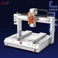 Robot dispensador de adhesivo termofusible de 3 ejes y doble estación con cabezal único, bomba y motor, dispensador de pegamento industrial de sobremesa