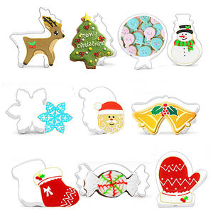 Juego de 10 Cortadores de Galletas de Acero Inoxidable, Accesorios de Cocina para Hornear Galletas Navideñas, Hechos de Metal - Product Image 1