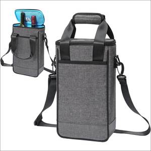 Bolsa Enfriadora de Vino Portátil para Dos Botellas con Correa para el Hombro, Bolsa Térmica Acolchada y Aislada para Transportar Vino - Product Image 1