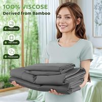 Juego de Sábanas 100% Viscosa Derivada de Bambú, 4 Piezas, Tamaño Queen, 16 Pulgadas de Profundidad para Colchón, Súper Suaves, Sedosas, Transpirables y Frescas (Gris Oscuro)
