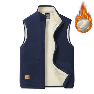 Gilet d'hiver pour <span class=keywords><strong>homme</strong></span>, chaud, décontracté, col montant, polaire <span class=keywords><strong>sans</strong></span> manches, polaire double face, fermeture éclair, <span class=keywords><strong>veste</strong></span> transfrontalière - Product Image 4