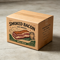 Boîte en carton ondulé brun imprimée offset, qualité supérieure, pour la chaîne du froid, idéale pour le bacon fumé au bois, emballage alimentaire recyclé, carton d'expédition