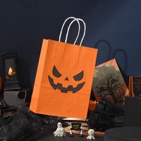 Tas kemasan hadiah makanan ringan permen Halloween 15x8x21cm pegangan terpilin kertas Kraft tas pengiriman makanan tersedia