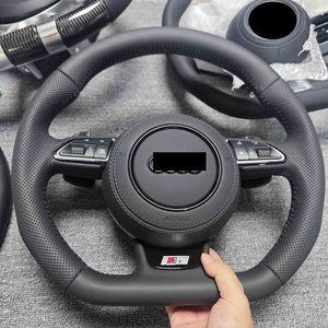 Volant en cuir entièrement perforé à fond plat pour Audi A3 A4 A5 A6 A7 Q3 Q5 Q7 - Product Image 3