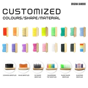 Escova de dentes de bambu para bebês, escova de dentes personalizada com logotipo reutilizável, ideal para crianças, com cerdas macias e ergonômicas, ideal para uso doméstico