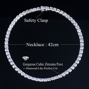 Collier Tennis en Cristal Zircon Cubique Grand et Très Brillant Plaqué Argent de Luxe pour Femmes Accessoires de Fête - Product Image 6
