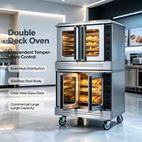 Four à convection commercial en acier inoxydable à double étage, four à air chaud pour la cuisson du pain, des pâtisseries et des gâteaux