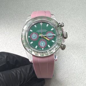 Reloj Cronógrafo de 39 mm para Hombre con Correa de Goma Verde Personalizada, Bisel de Acero Acrílico, Compatible con Movimiento VK63, MOQ 1 - Product Image 3