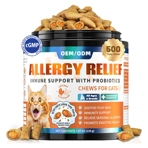 Golosinas Masticables Crujientes y Cremosas para el Alivio de <span class=keywords><strong>Alergias</strong></span> en Gatos, Refuerzan el Sistema Inmunológico, Alivian la Picazón por <span class=keywords><strong>Alergias</strong></span> Estacionales, Suplemento Probiótico con Omega 3 para Mascotas - Product Image 1