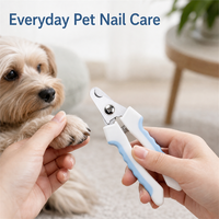 Coupe-ongles sécurisé en acier inoxydable pour chiens et chats avec lime métallique intégrée, poignée antidérapante, outil de toilettage OEM