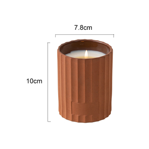 Pot à bougie <span class=keywords><strong>en</strong></span> céramique <span class=keywords><strong>terre</strong></span> <span class=keywords><strong>cuite</strong></span> côtelée givrée blanche et rouge avec logo personnalisé 250ml - Product Image 6