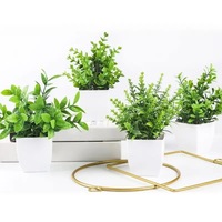 4 Paket Tanaman Hias Mini Buatan dalam Pot Plastik Ramah Lingkungan untuk Dekorasi Rumah Kantor Meja Rumah Pertanian Ulang Tahun