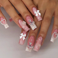 Vente en gros 24 pièces/boîte de faux ongles à appliquer avec de la colle Stiletto pointu amande acrylique faux ongles artificiels faux ongles personnalisés